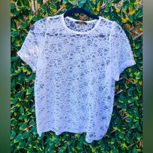 🔹 4/$25- Bellina White Lace Short Sleeve‎ Top